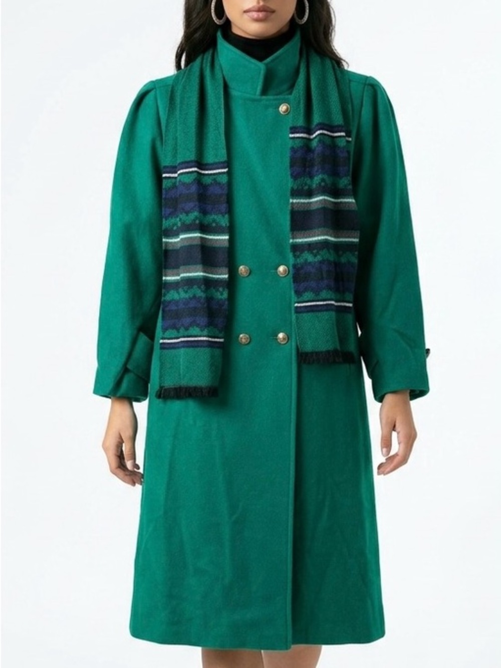 VINTAGE•NWT🤩 |•JOFELD•| Vibrant Emerald Green Full Length Wool Coat 16 Petite